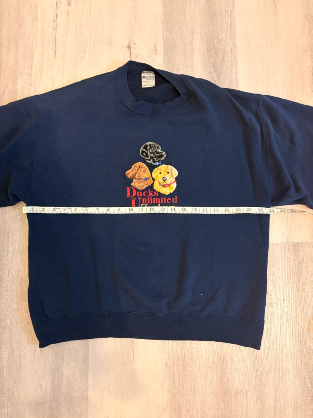 RARE Vintage 1990s Ducks Unlimited Freshmen Navy Crewneck Sweatshirt - Picture 2 of 4